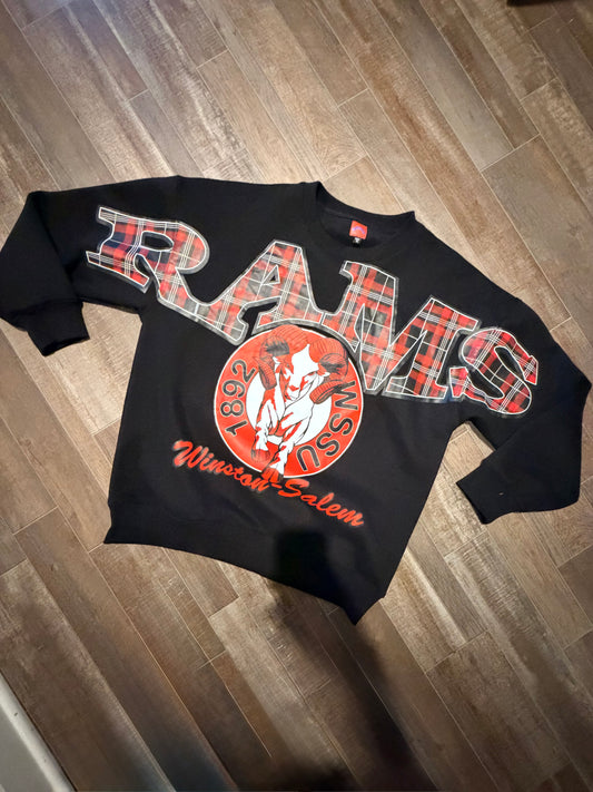 Black Rams Plaid crewneck