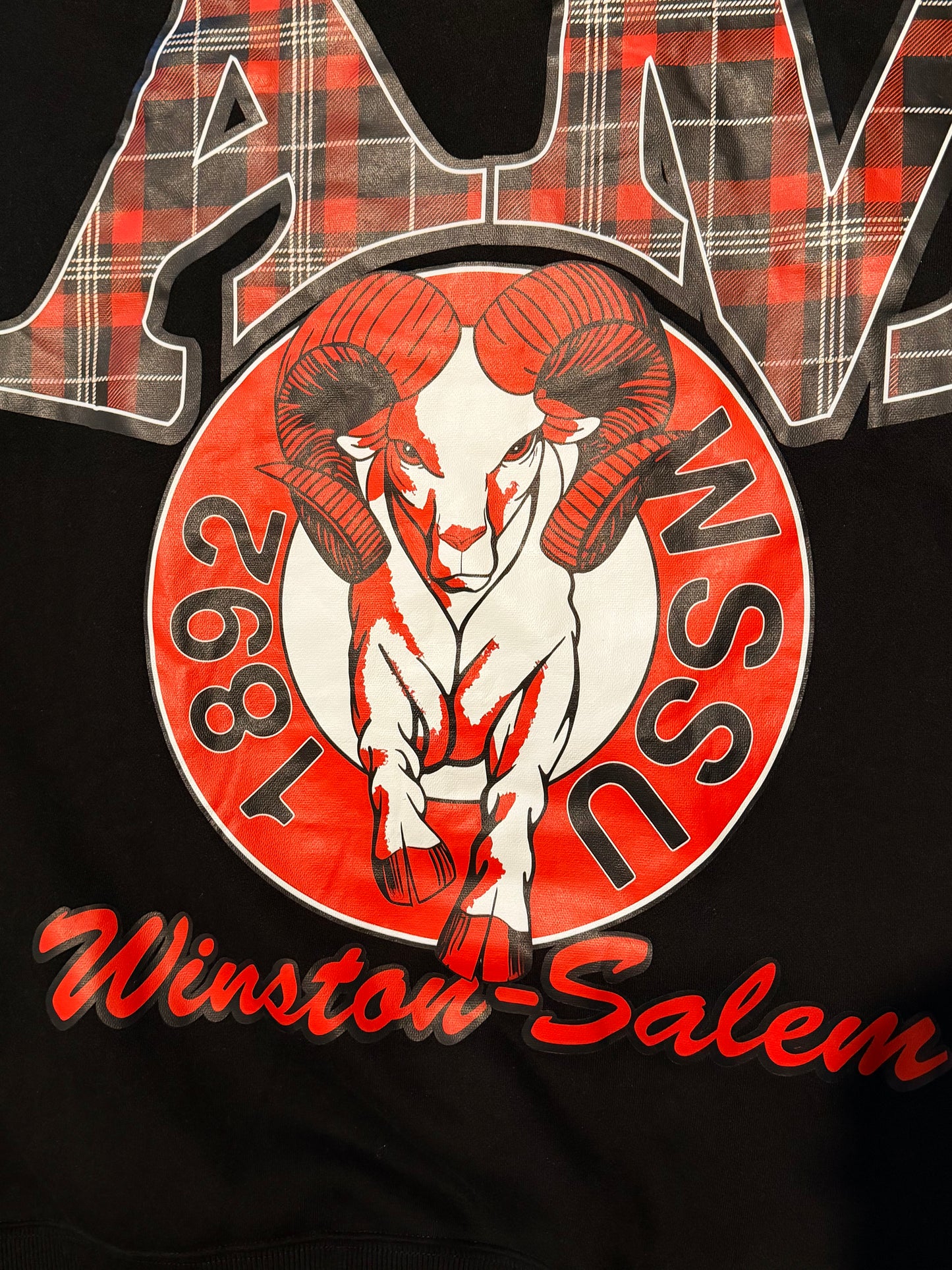 Black Rams Plaid crewneck