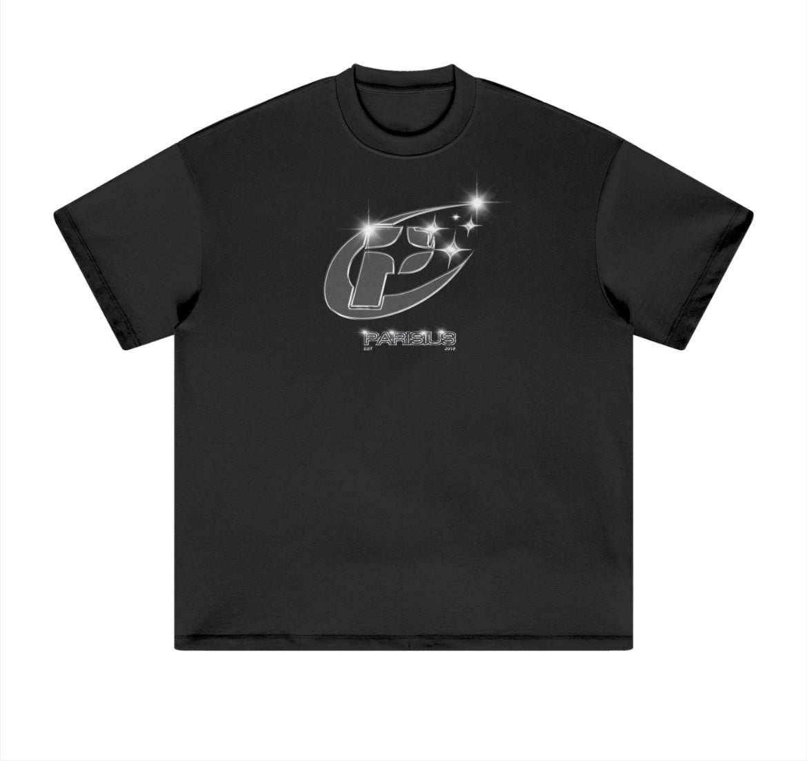 PARISIUS Black chrome logo Tee.