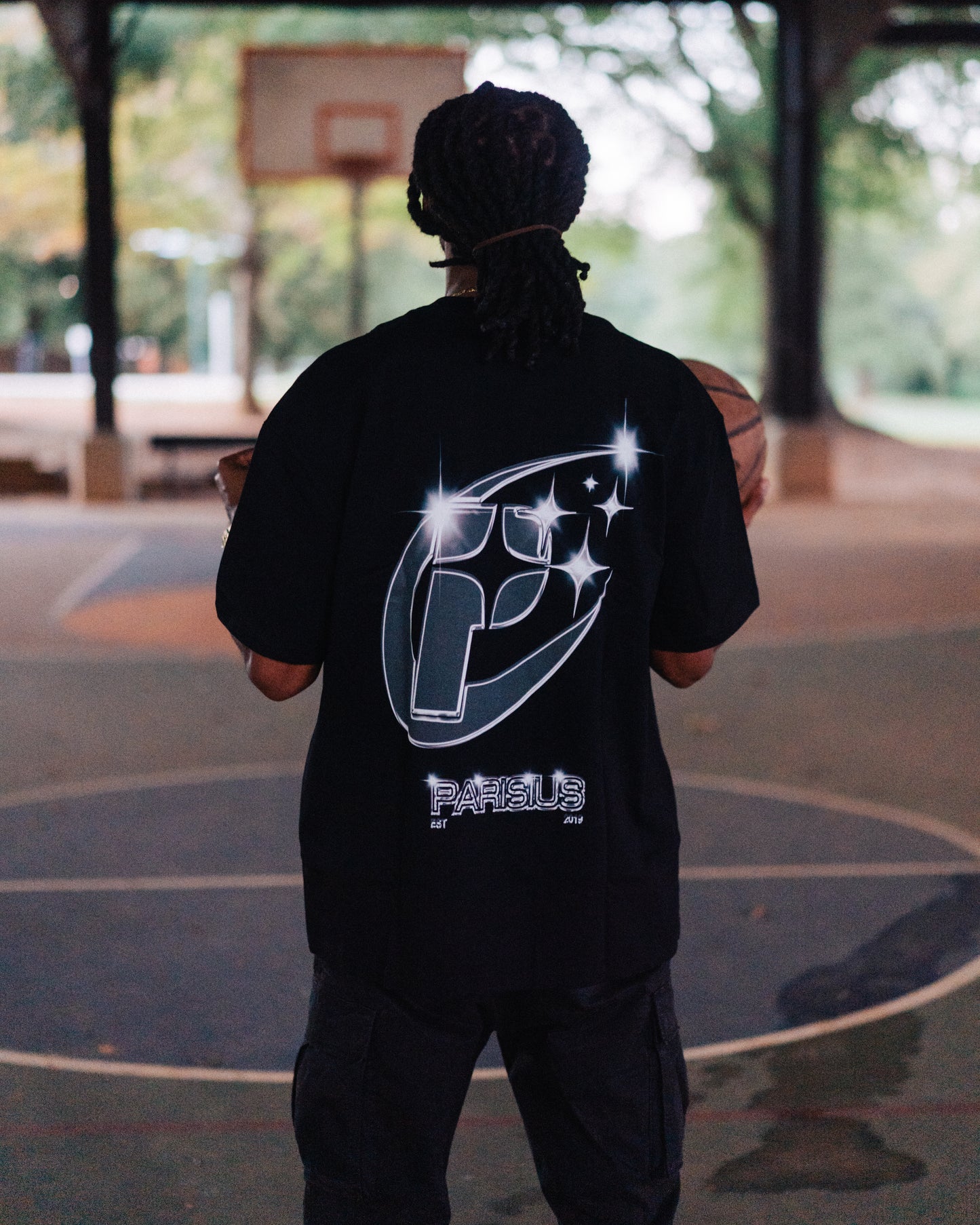 PARISIUS Black chrome logo Tee.