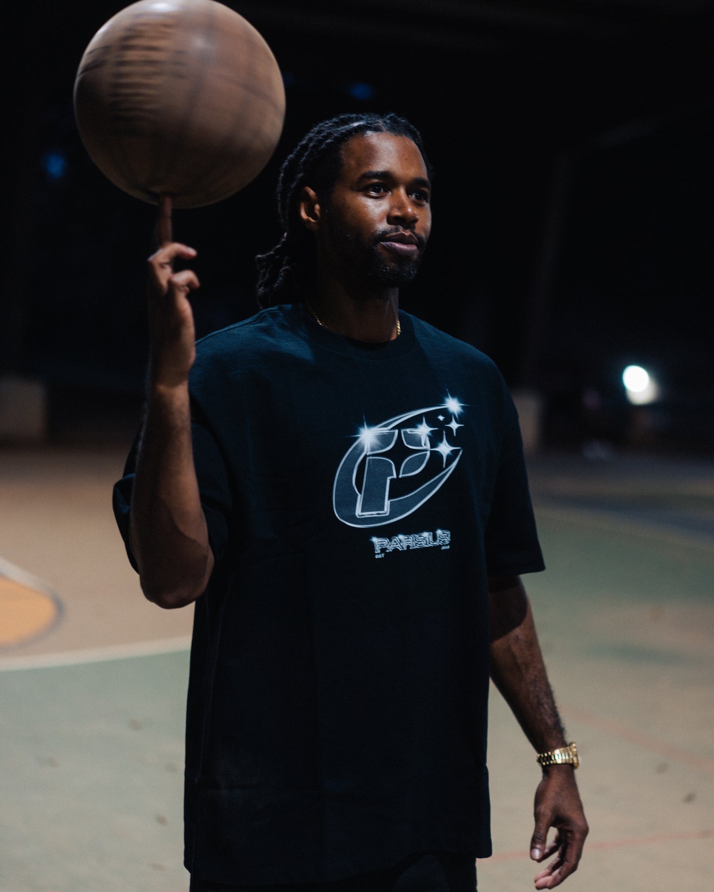 PARISIUS Black chrome logo Tee.