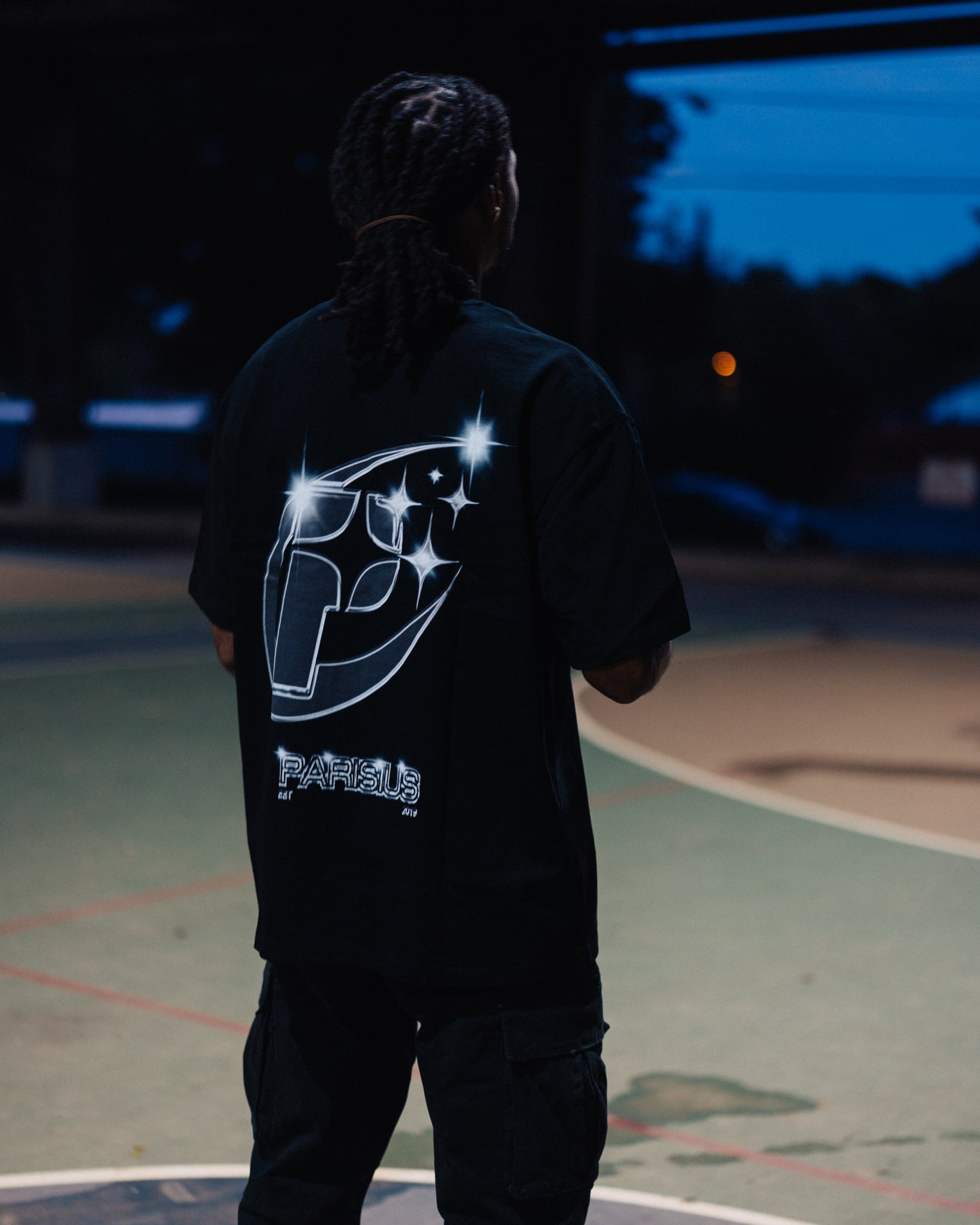 PARISIUS Black chrome logo Tee.